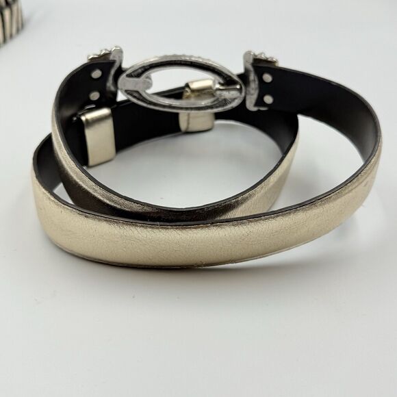 Chicos Women's Interlock Gold Silver Metallic Belt SIZE S/M Small Medium Glam - Picture 5 of 7